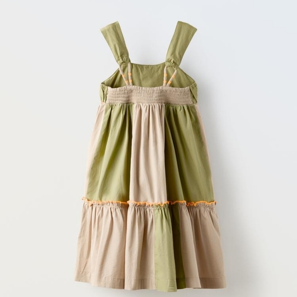 Zara Girls  Embroidered Strappy Dress Sizes 9 and; 11-12 Years Khaki - Picture 6 of 11